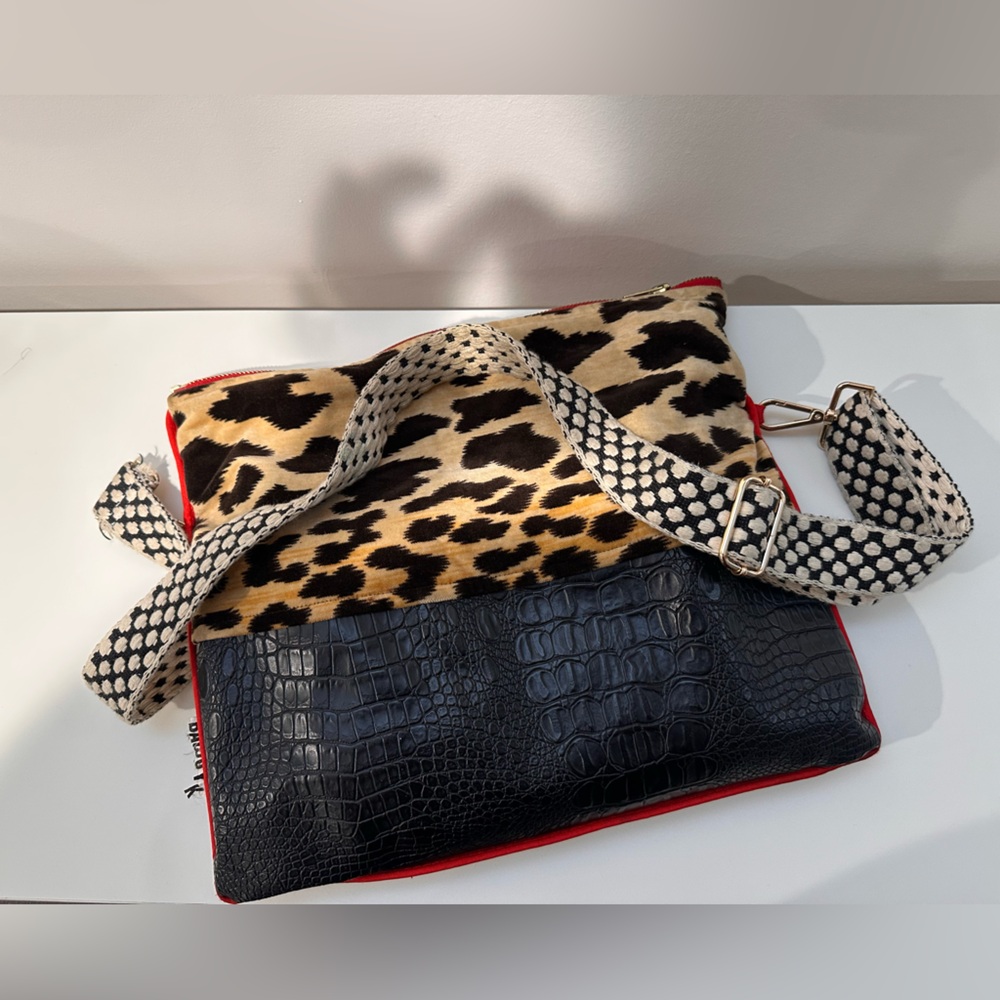 Chic Leopard and Black Crossbody Bag